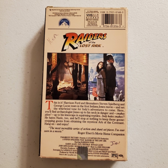 Raiders of the Lost Ark VHS Tape - Picture 2 of 4